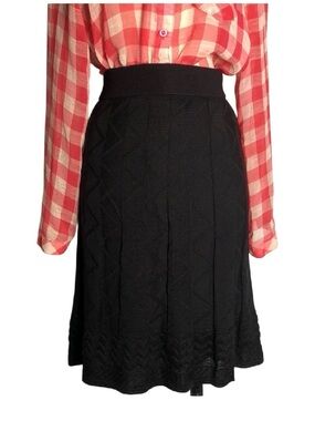 Missoni Italy Black Pleated Knit A-Line Skirt Dress Size 4 Small Luxury Flare